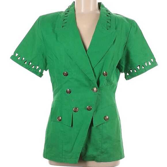 Vintage 90s Louise Paris Green Blazer Cut Out Jacket Shoulder Pads Size 9/10 - Picture 11 of 12